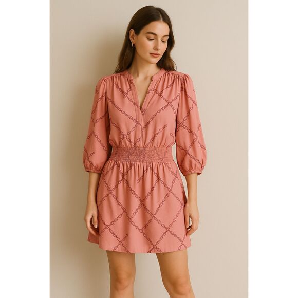 NWT Kaari Blue London Calling Blush Chain Long Sleeve Mini Dress – Large - Picture 10 of 10
